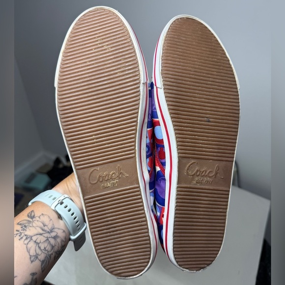 Coach Audrina Patchwork Satin Low Top Sneakers Sz 8.5 - Picture 4 of 10